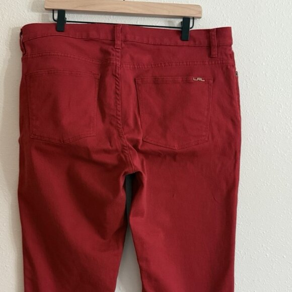 LRL Jeans Ralph Lauren Women's SZ 16 Red Straight Stretch Cropped/Ankle - Picture 2 of 14